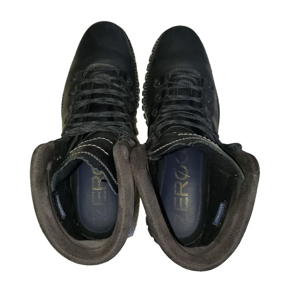 Cole Haan ZeroGrand Hiker Boots Men's Sz 8.5M Black Leather Waterproof Lace Up